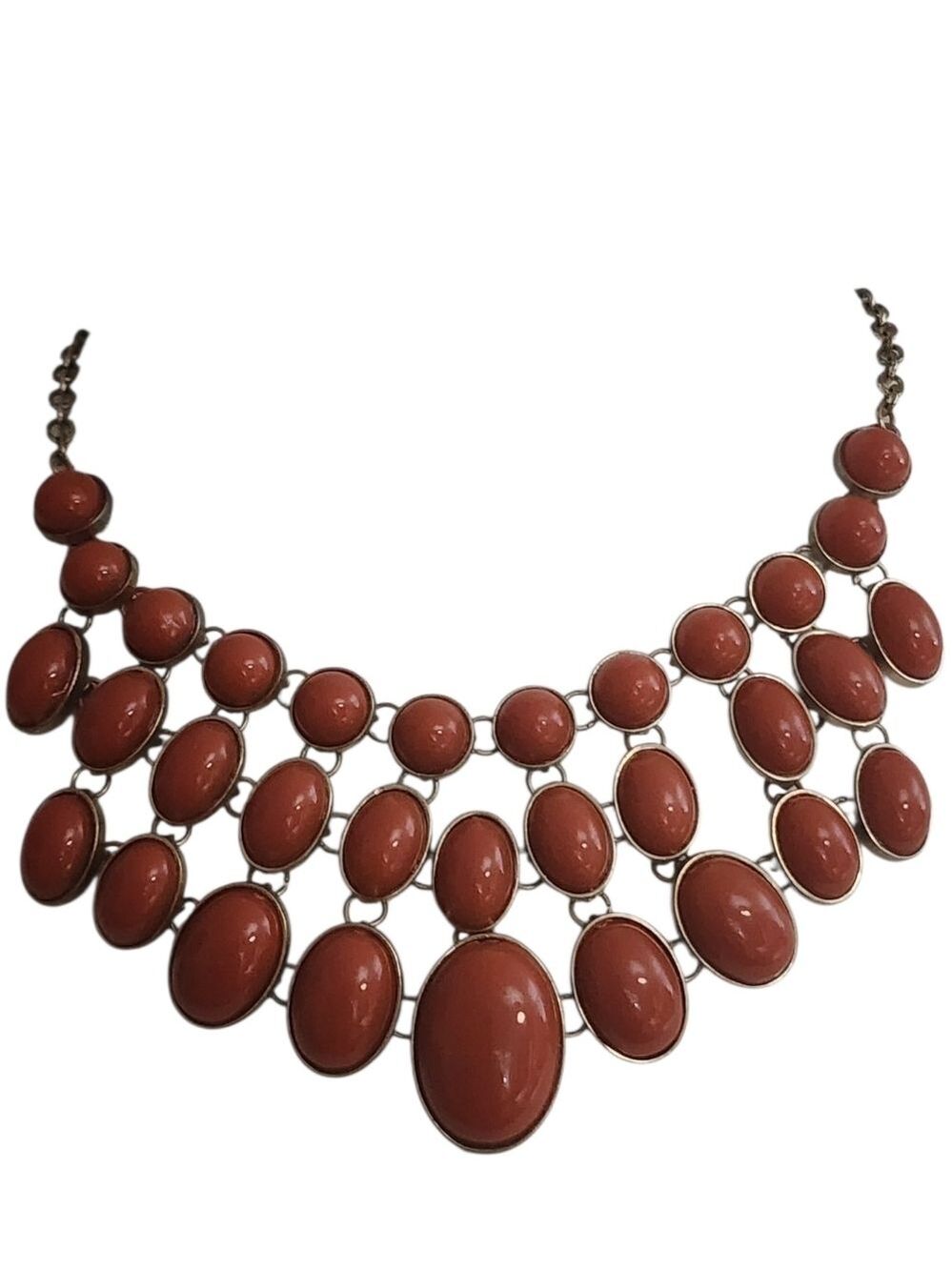 Goldtone Orange Bubble Bib Necklace Statement